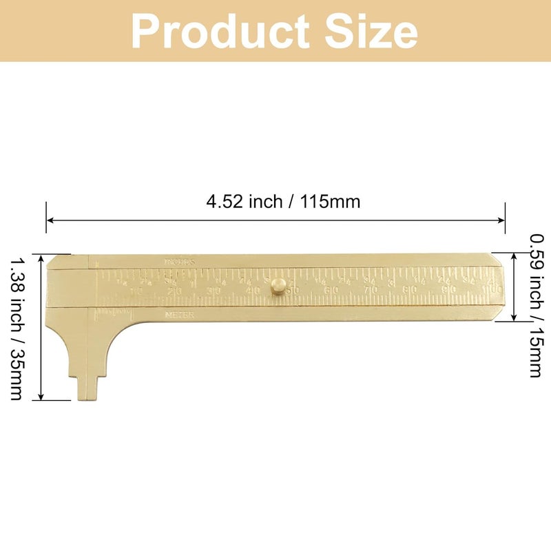 Moicstiy 1 Pcs Millimeter Ruler, Brass Pocket Vernier Caliper, Mini Measuring Tool for Jewelry, Beads, Rings, Wire - 100mm / 3.94 Inch - Image 3